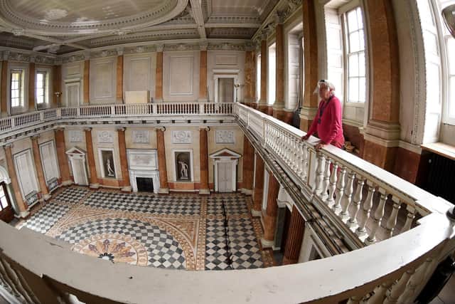 The tour includes a view of the Marble Saloon from the upper galleries