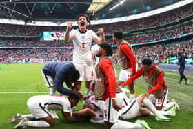 ECSTATIC: Harry Maguire celebrates England's second goal