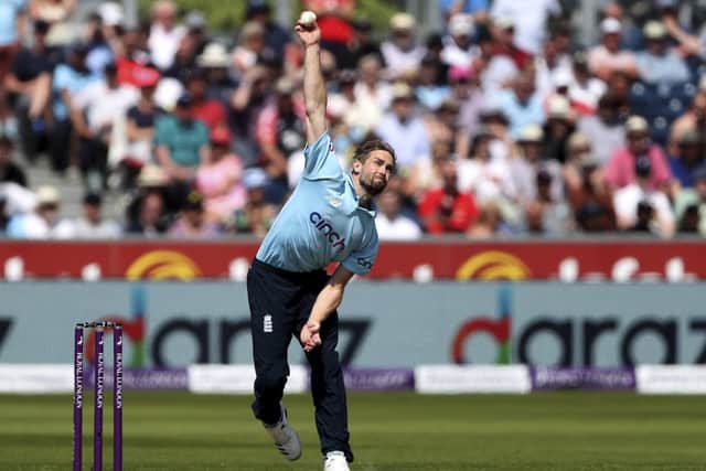 Back with a bang: England's Chris Woakes took a brilliant 4-18 off 10 overs to pin down Sri Lanka. (AP Photo/Scott Heppell)