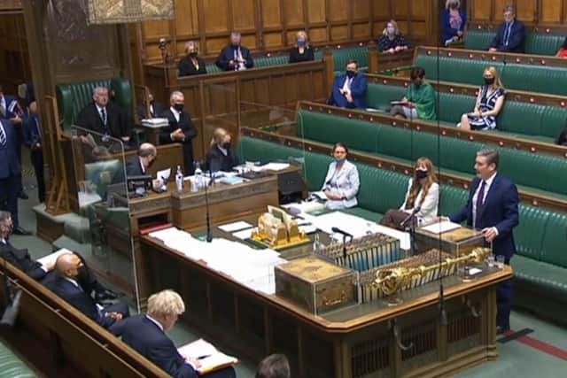 The scene at Prime Minister's Questions in the House of Commons.