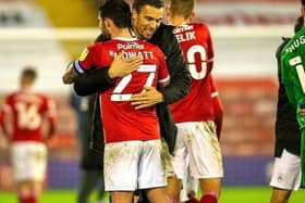 Outgoing Barnsley captain Alex Mowatt, pictured with Valerien Ismael. He is now expected to link up with the Frenchman at West Brom.