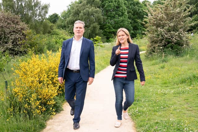 Labour leader Sir Keir Starmer with Kim Leadbeater in the Batley and Spen by-election.