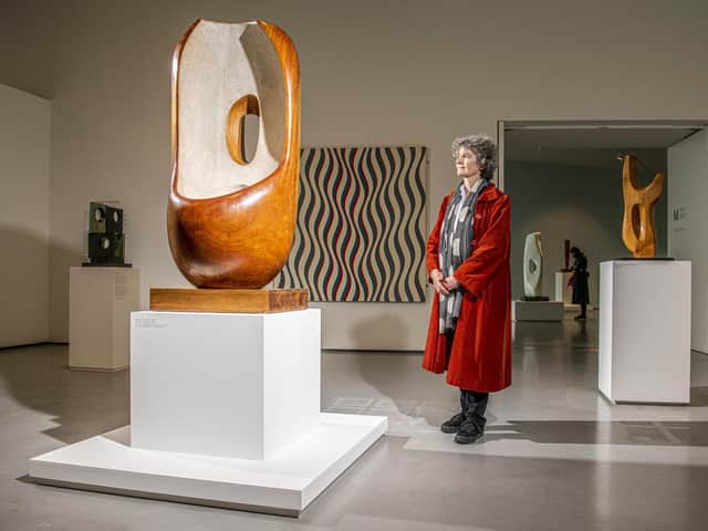 Sophie Bowness, Granddaughter of Barbara Hepworth looks at one of her favourite sculptures, Curved Form, at The Hepworth in Wakefield. Picture: Tony Johnson
