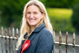 Labour candidate Kim Leadbeater, the sister of murdered MP Jo Cox, on the campaign trail in Heckmondwike, West Yorkshire, ahead of the the Batley and Spen by-election.