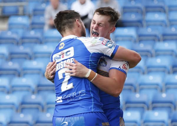 Emerging talent: Leeds Rhinos' Jack Broadbent celebrates scoring their fifth try. Picture: SWPix