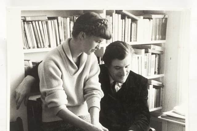 A 1961 portrait of American poet Sylvia Plath and Ted Hughes, taken by David Bailey and inscribed by Plath, one of the items belonging to Sylvia Plath going under the hammer at Sotheby's on July 9.