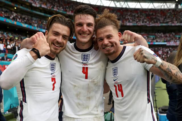 BIG DECISIONS: Will Jack Grealish, Declan Rice and Kalvin Phillips all feature for England in their European Championships quarter-final against Ukraine? Picture: Eddie Keogh/ Getty Images.