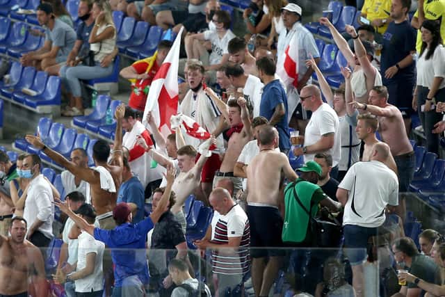 England fans in the stands during the UEFA Euro 2020 quarter-final match at the Stadio Olimpico, Rome. (Picture: PA)