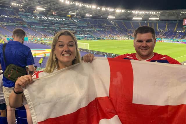 Ed and Becca White in the Stadio Olimpico for England v Ukraine at Euro 2020