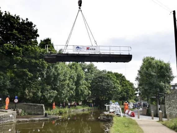 Gawflat Swing Bridge in Skipton was removed on Sunday morning