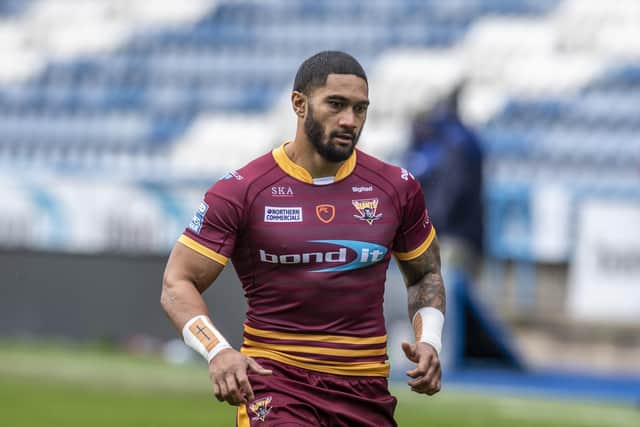 Freinds reunited: The recent All Stars game gave prior chance to catch up with his old Cronulla team-mate Ricky Leutele of Huddersfield Giants. Picture Tony Johnson