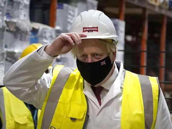 Prime Minister Boris Johnson during a visit to Johnstone's Paints Limited in Batley, West Yorkshire, ahead of the Batley and Spen by-election on July 1. Picture: Peter Byrne/PA Wire