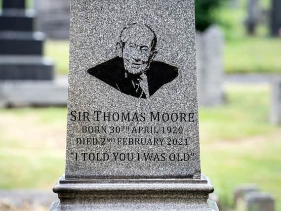 The family grave of Captain Sir Tom Moore at Morton Cemetery, Riddlesden, Keighley, where his ashes were buried on Monday. Picture: Danny Lawson