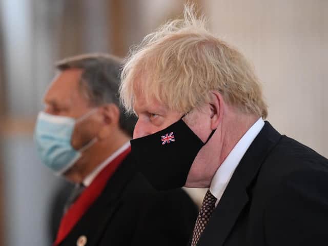 Prime Minister Boris Johnson leaves following the NHS service of commemoration and thanksgiving to mark the 73rd birthday of the NHS at St Paul's Cathedral, London. (Stefan Rousseau/PA)