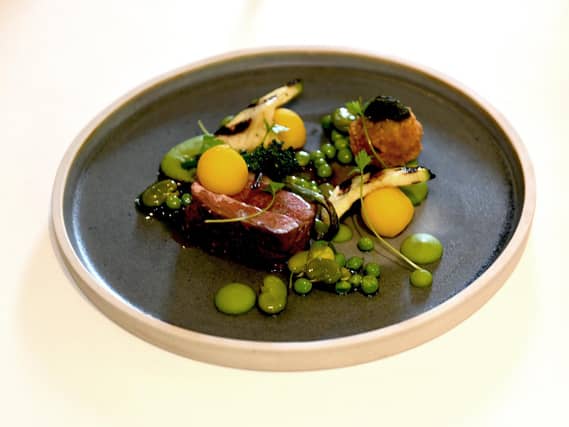 Yorkshire Lamb, Yorkshire Asparagus, Pea Puree, Pomme Anna Potatoes from the Tasting Menu at The General Tarleton at Ferrensby near Knaresborough. Picture: Gary Longbottom.