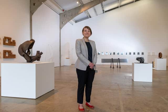 Natalie Rudd, Senior Curator for the Arts Council Collections, looking at the new exhibition at Yorkshire Sculpture Park. Picture: James Hardisty.