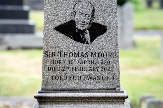 The family grave of Captain Sir Tom Moore at Morton Cemetery, Riddlesden, Keighley
