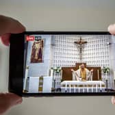 An Easter Sunday Mass being live-streamed. Picture: Peter Byrne/PA Wire.