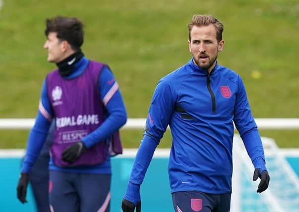 England's 	Harry Kane during a training session at St George's Park. Picture: PA
