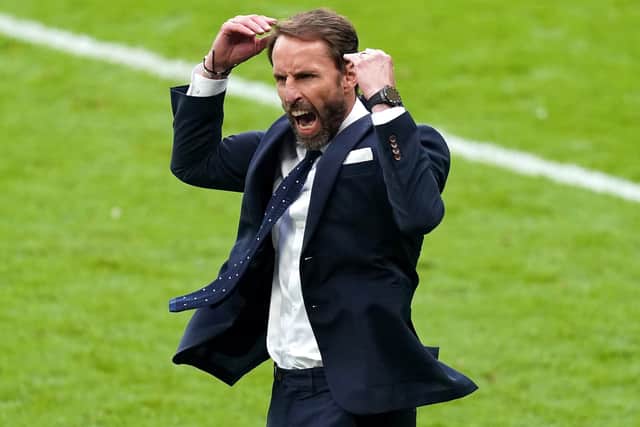 SPOT ON: England manager Gareth Southgate celebrates victory over Germany at Wembley. Picture: Mike Egerton/PA