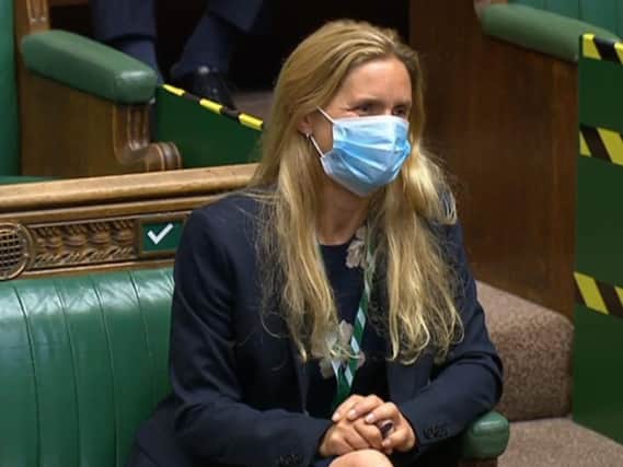 The new Batley and Spen MP Kim Leadbeater sitting in the seat previously used by her sister, the murdered MP Jo Cox, during Prime Minister's Questions in the House of Commons, London (House of Commons/PA)