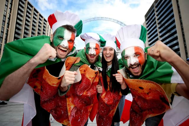 Home from home: Italian fans on Wembley Way before their second-round match with Austria. (Picture: PA)
