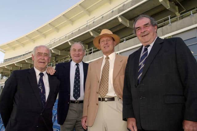 Yorkshire legends Brian Close, Ray Illingworth, Geoff Boycott and Fred Trueman, pictured in front of the 'East' Stand.