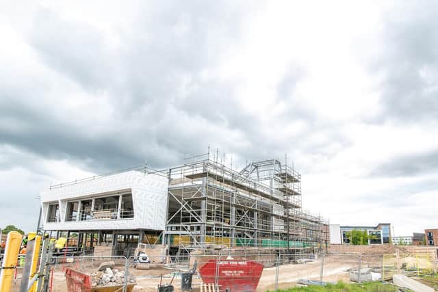 Construction work is  taking shape on the University of Yorkshire Campus East, with the centre set to open fully next spring. Photo credit: Esme Mai