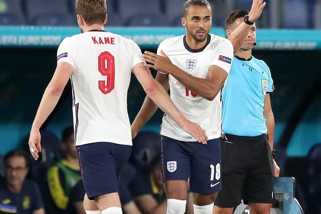 Dominic Calvert-Lewin (centre) replaces team-mate Harry Kane during the UEFA Euro 2020 Quarter Final match at the Stadio Olimpico, Rome. Nick Potts/PA Wire