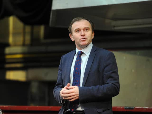 George Eustice speaks to farmers in Skipton in 2017. PIcture: Tony Johnson