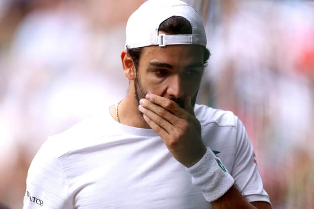 Matteo Berrettini reacts during his Gentlemen's Singles Final against Novak Djokovic (Picture: PA)