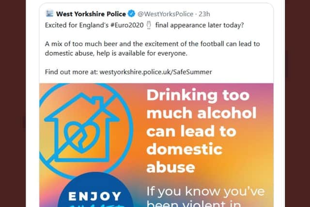 Tweet issued by West Yorkshire Police which came under criticism