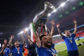 Italy's Lorenzo Insigne celebrates with the trophy after winning the UEFA Euro 2020 Final at Wembley Stadium (Picture: PA)