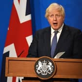 Prime Minister Boris Johnson during a media briefing in Downing Street, London, on coronavirus (Daniel Leal-Olivas/PA)