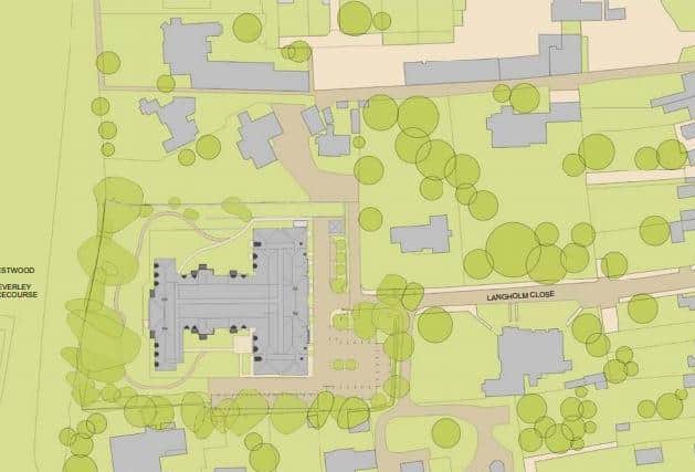 A plan of the new building proposed for Langholm Close