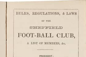 Rules, Regulations, and Laws of the Sheffield Foot-Ball Club was printed in 1859