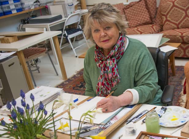 Botanical Illustrator Mally Francis in her Sawpit Studio. Picture: Charles Francis.