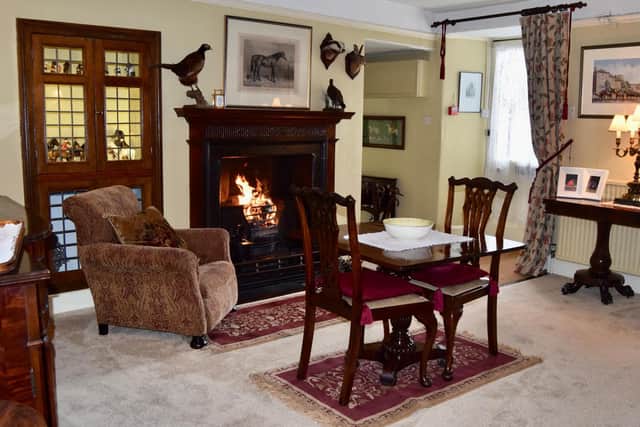 The hall with a cosy real fire