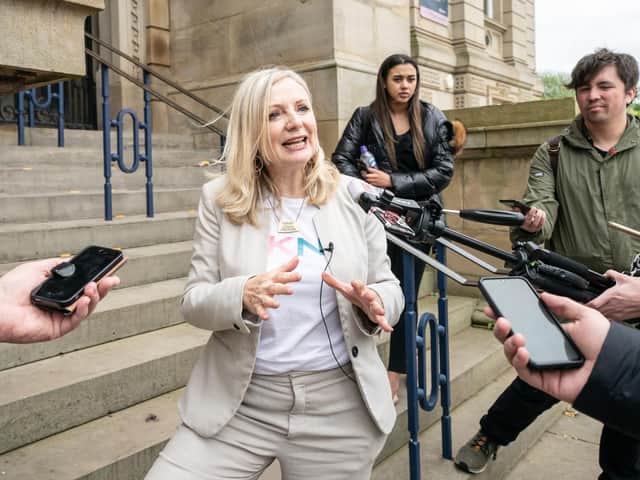 Mayor of West Yorkshire Tracy Brabin talks to members of the media outside Dewsbury Town Hall in Kirklees. Picture: Danny Lawson/PA