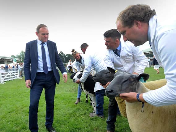 Environment Secretary George Eustice inspecting the sheep lines at the Great Yorkshire Show in Harrogate. (Picture: Simon Hulme)