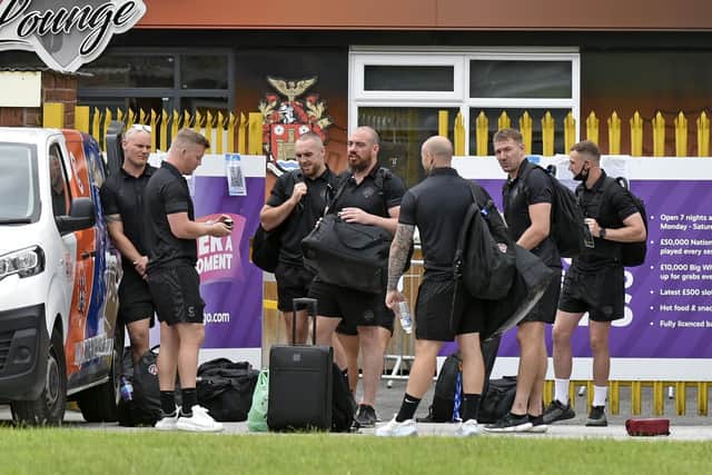 ROAD TO WEMBLEY: Castleford Tigers' players prepare to set off down to London for Saturday's Challenge Cup Final on Thursday. Picture: Steve Riding.