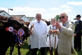 The Prince of Wales and the Duchess of Cornwall visit the Great Yorkshire Show, Harrogate... Prince Charles is pictured on the cattle lines at the show.. Image: Simon Hulme