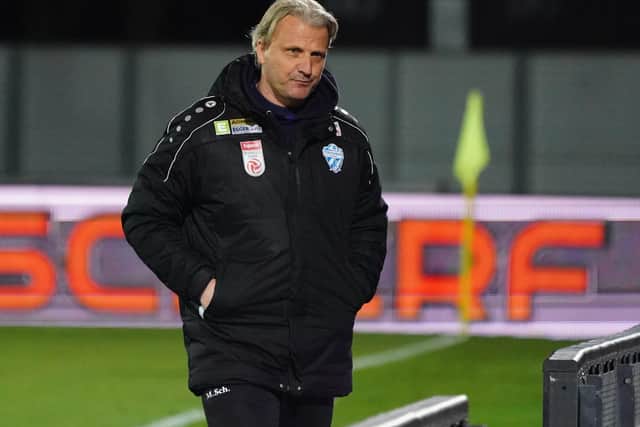 LOOKING AROUND: Barnsley head coach Markus Schopp, pictured on the touchline when in charge at TSV Hartberg. Picture: Markus Tobisch /Getty Images