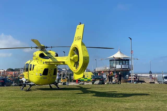 The Yorkshire Air Ambulance landed at Hornsea