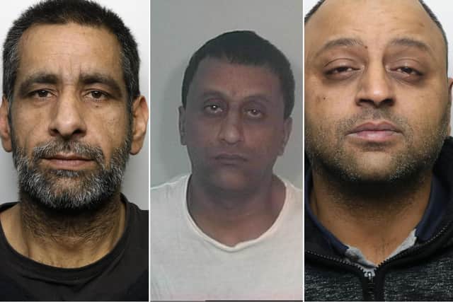 Left to right: Banaras Hussain, Mohammed Akram and Talish Ahmed, who have all been jailed for the sexual exploitation of a girl in the 1990s