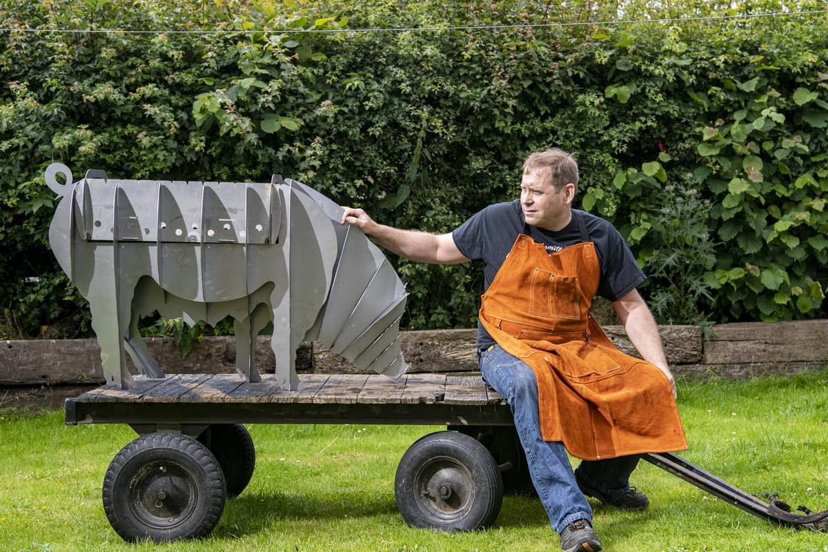 Quirky creations of North Yorkshire metalworker who makes pigs and unicorns that can be used as fire pits and planters 