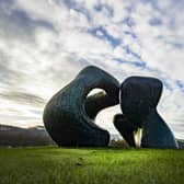 Henry Moore's Two Large Forms pictured at Yorkshire Sculpture Park