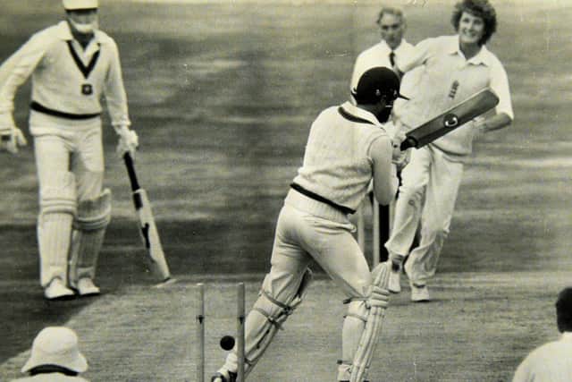 Gone: Bob Willis takes the final wicket by bowling Ray Bright of Australia at Headingley.