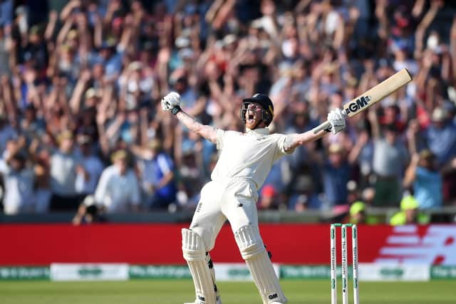 New hero: Ben Stokes celebrates hitting the winning runs to win the 3rd Ashes Test match between England and Australia at Headingley on August 25, 2019. Picture: Getty Images