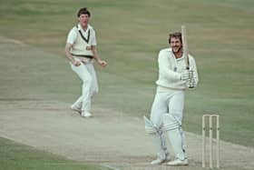 Hero: England batsman Ian Botham smiles as he hits out off the bowling of Geoff Lawson during his 149 not out during the 2nd innings of the 3rd Cornhill Test against Australia at Headingley on July 20, 1981. Picture: Getty Images